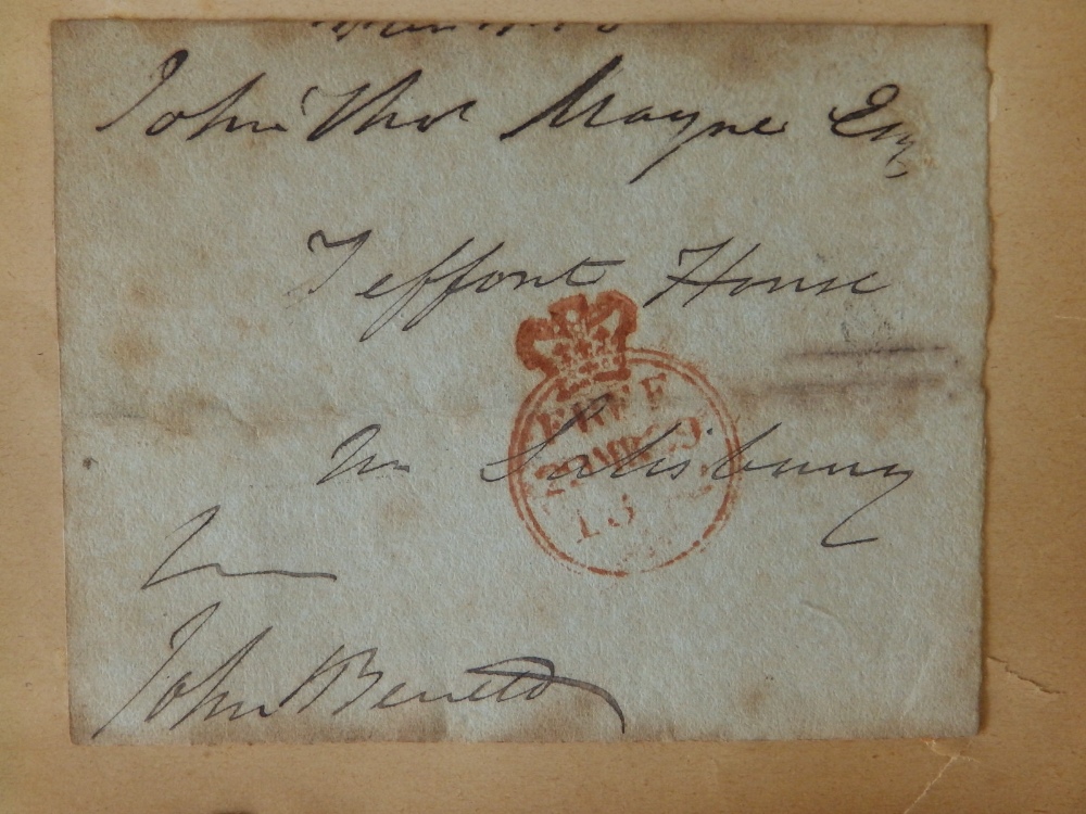 An autograph album containing eight early 19thC postal covers bearing Free Franked marks from the - Image 5 of 8