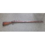 A percussion lock musket, the lockplate stamped '859', the barrel stamped 'FB', with folding