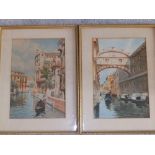 A. Brandeis - a pair of watercolours - Venetian canal scenes, signed, 12" x 8". (2)