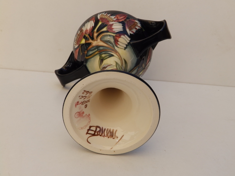 A boxed Moorcroft Collectors'Club two-handled bonbonierre with cover in 'Symphony' pattern by Emma - Image 5 of 5