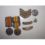 A WWI medal pair - War & Victory Medals awarded to 46659 Pte C. J. Eyland, The Queen's R.,