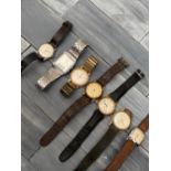 Seven gents' vintage wrist watches, including Oris, Aircraft, Times, Rone, Marcel & Citizen.