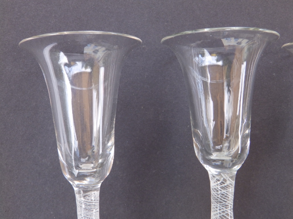 Three opaque twist wine glasses with single knop stems, 6.5". - Image 3 of 7