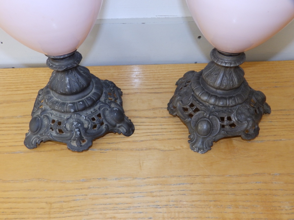 Two continental spelter mounted pink glass ornamental ewers, one decorated with a female portrait, - Image 8 of 10