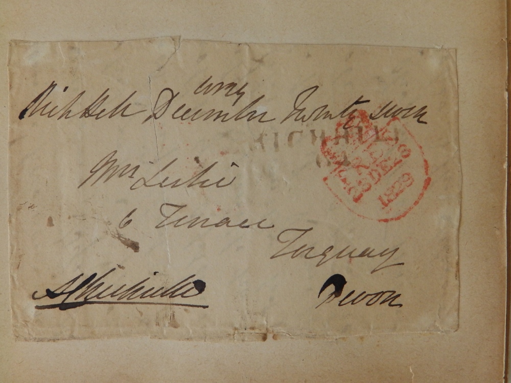 An autograph album containing eight early 19thC postal covers bearing Free Franked marks from the - Image 3 of 8