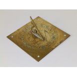 An antique style brass sundial - 'The houre Pases 1643 Long Liffe ye King Charles', 8" across.