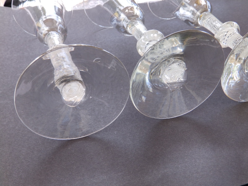 Three opaque twist wine glasses with single knop stems, 6.5". - Image 4 of 7
