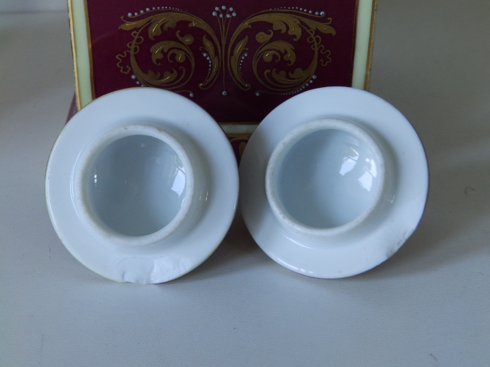 A pair of Vienna porcelain two-handled vases of urn shape on square pedestal bases, the sides - Image 13 of 14