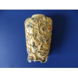 A late 19th/early 20thC Chinese erotic carved ivory study in the form of a flowering gourd, undercut