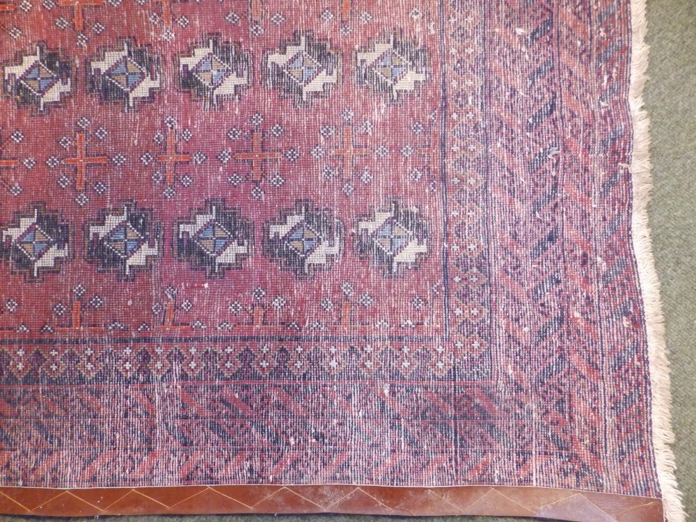 A Bokhara style Baluchi rug, woven with three rows of octagons, 90" x 41". - Image 6 of 6