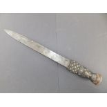 An antique Scottish dirk, bearing traces of foliate engraving to blade - '11/94', marked also with a