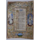 An illuminated manuscript page - 'St Agnes', 17" x 12" - a/f.