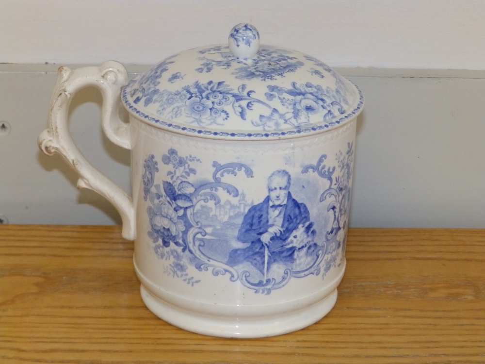 A large Copeland & Garrett Late Spode blue & white 'Sir Walter Scott' cup & pierced cover, 6.5" - Image 2 of 4