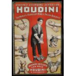 A large colour Houdini poster -'The World's Handcuff King', 40" x 27".