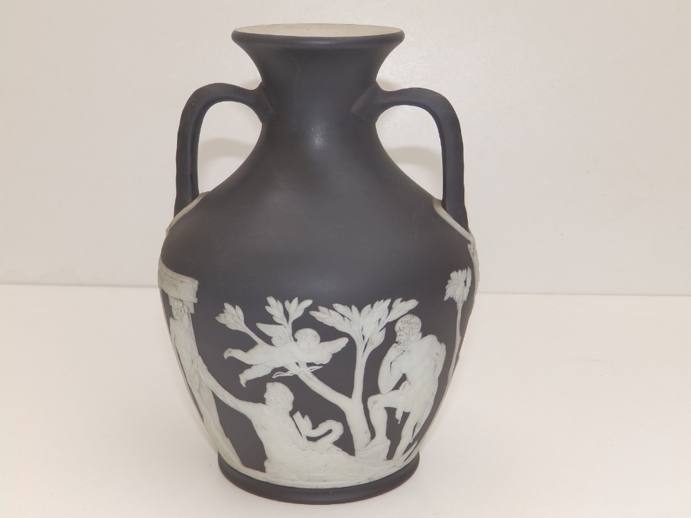 A Wedgwood black jasper copy of the Portland vase, 8.25" high. - Image 2 of 6