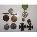Two Special Constabulary Faithful Service Medals, a damaged QSA, two others, A French enamelled
