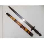A Chinese dagger with 16.5" blade similar to the previous lot - scabbard distressed.