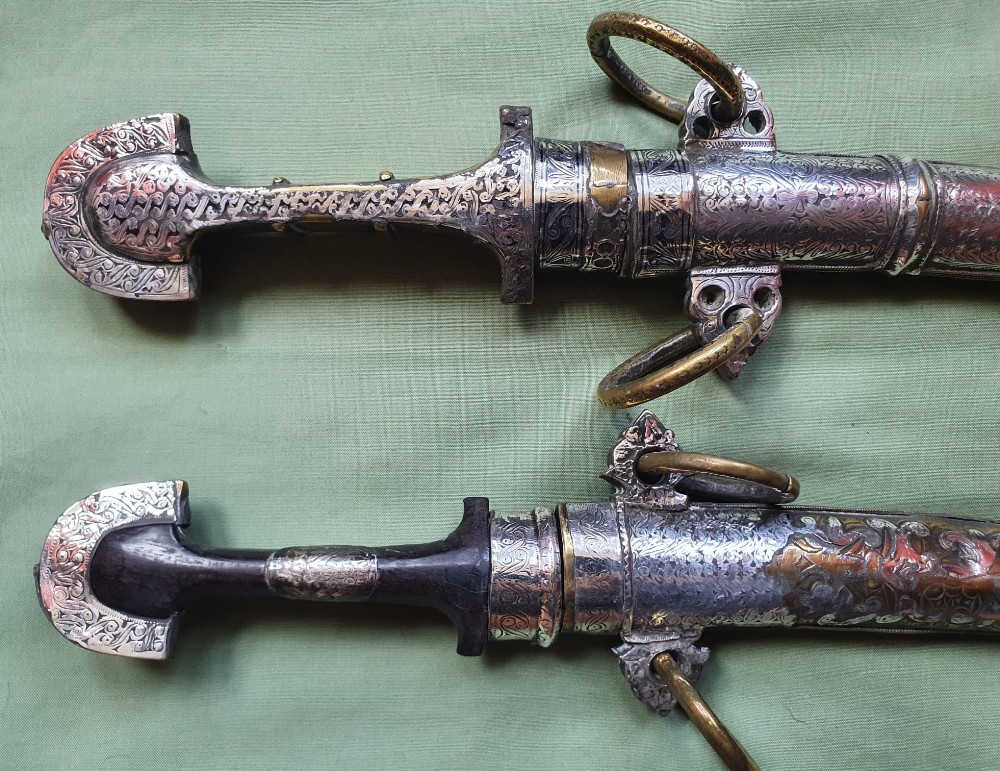Two silver mounted Moroccan jambiya knives, 15". - Image 2 of 2