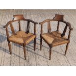 A pair of children's corner chairs, Height 21", Overall width 19" - a/f. (2)
