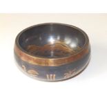 A bronze censer with painted lustre decoration, 5" diameter.