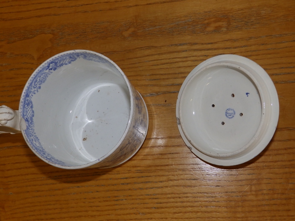 A large Copeland & Garrett Late Spode blue & white 'Sir Walter Scott' cup & pierced cover, 6.5" - Image 3 of 4