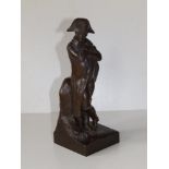 Emile Pinado - 19thC French bronze figure study of Napoleon, his arms crossed in contemplation - '