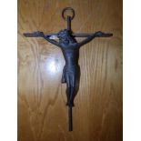 A metal crucifix - 'CJ 18', 11" high.