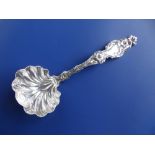 An art nouveau Sterling silver sauce ladle, 7.25".