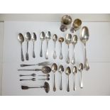 A Victorian silver spoon -'GA' and 22 other pieces. (23)