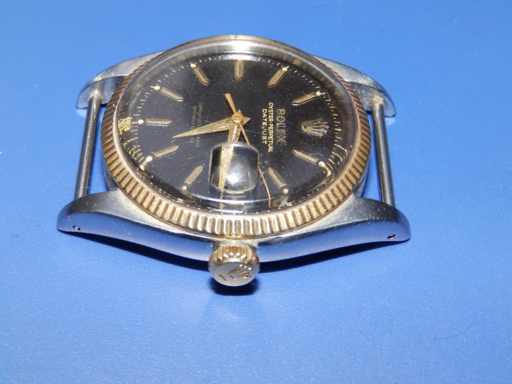 A 1958 gent's stainless steel & gold Rolex Oyster Perpetual Datejust (no strap) Ref 6605, having - Image 5 of 13