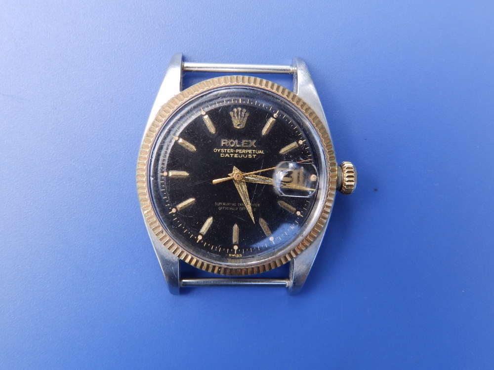 A 1958 gent's stainless steel & gold Rolex Oyster Perpetual Datejust (no strap) Ref 6605, having - Image 12 of 13