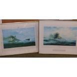 Two 1980 Robert Taylor WWII battleship colour prints - 'The Last Moments of HMS Hood' signed by