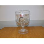 An EIIR Coronation glass goblet - 'EB, 2-5-53, No.33', 8.5" high - slight rubbing.