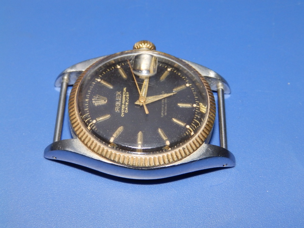 A 1958 gent's stainless steel & gold Rolex Oyster Perpetual Datejust (no strap) Ref 6605, having - Image 6 of 13