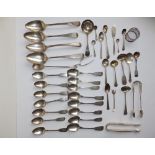 34 various silver spoons and six other pieces. (38)