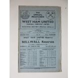 1949-50 WEST HAM RESERVES V MILLWALL RESERVES
