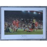 ARSENAL - MICHAEL THOMAS LIMITED EDITION HAND SIGNED PRINT OF HIS GOAL V LIVERPOOL