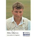 CRICKET - MIKE ATHERTON LANCASHIRE & ENGLAND HAND SIGNED CORNHILL CARD