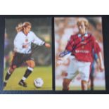 MANCHESTER UNITED - OFFICIAL CLUB PHOTOGRAPHS OF KAREL POBORSKY & JORDI CRUYFF BOTH HAND SIGNED