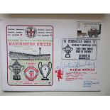 1975 MANCHESTER UNITED LTD EDITION POSTAL COVER AUTOGRAPHED BY MARTIN BUCHAN