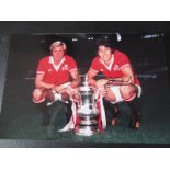 MANCHESTER UNITED - 1977 FA CUP FINAL PHOTO AUTOGRAPHED BY JIMMY GREENHOFF & STUART PEARSON