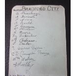 BRADFORD CITY AUTOGRAPH ALBUM PAGE 1929-30