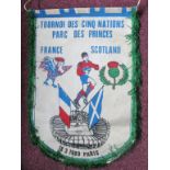 RUGBY UNION - LARGE FRANCE V SCOTLAND 1989 5 NATIONS PENNANT
