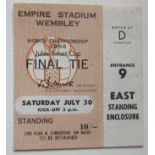 1966 WORLD CUP FINAL ENGLAND V WEST GERMANY ORIGINAL TICKET