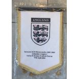 LARGE OFFICIAL ENGLAND PENNANT - LITHUANIA V ENGLAND 2002 UNDER 19 EUROPEAN CHAMPIONSHIP