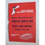 1964 FA CUP FINAL PRESTON V WEST HAM OFFICIAL SONGSHEET