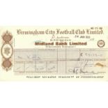 ORIGINAL 1971 BIRMINGHAM CITY WAGES CHEQUE TO MIKE KELLY