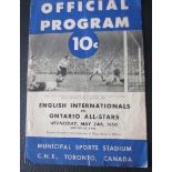 1949-50 ONTARIO ALL STARS V ENGLISH INTERNATIONALS