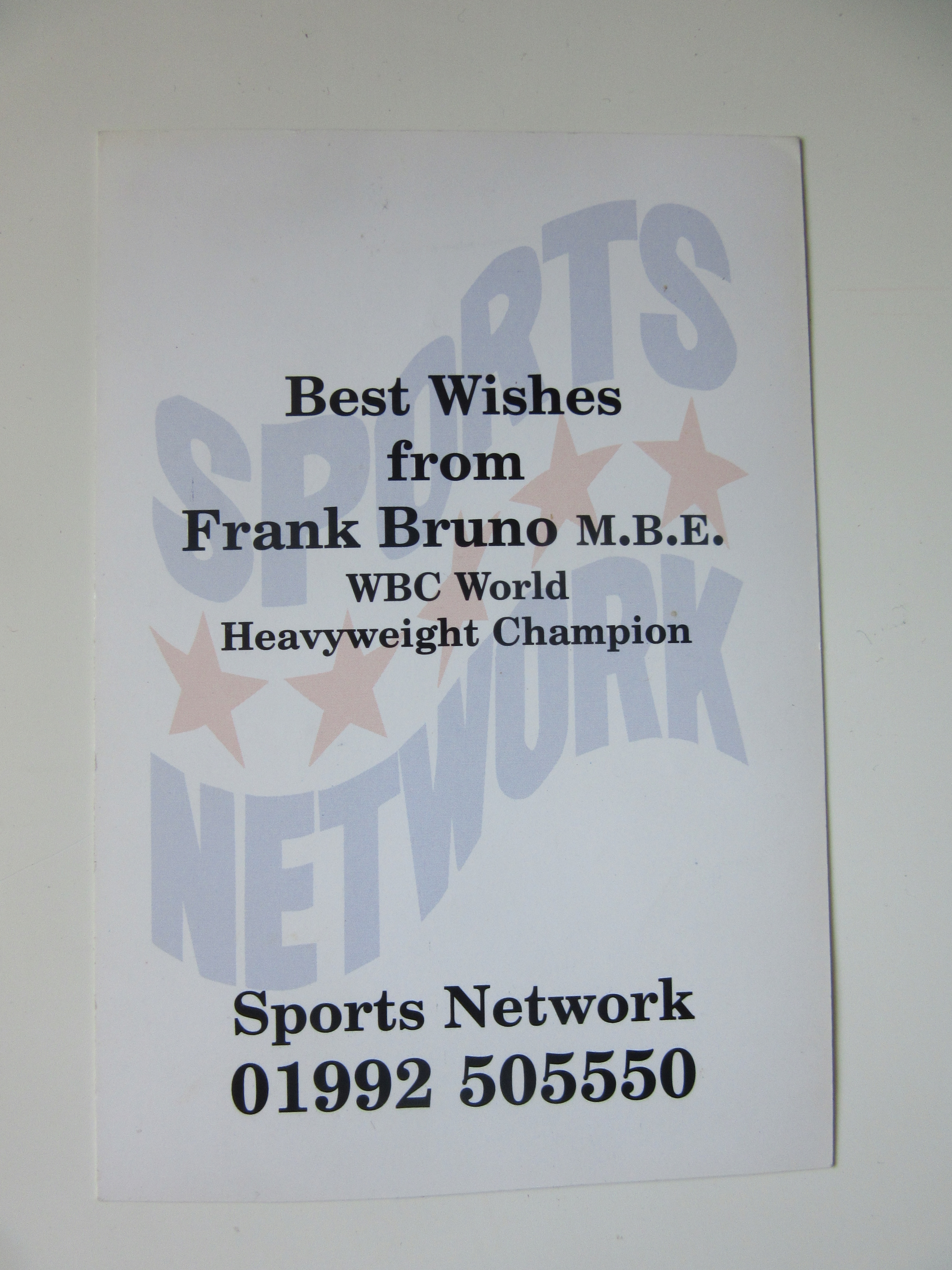 BOXING - FRANK BRUNO HAND SIGNED PUBLICITY CARD - Image 2 of 2