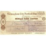 ORIGINAL 1969 BIRMINGHAM CITY WAGES CHEQUE TO JOHN SLEEUWENHOEK